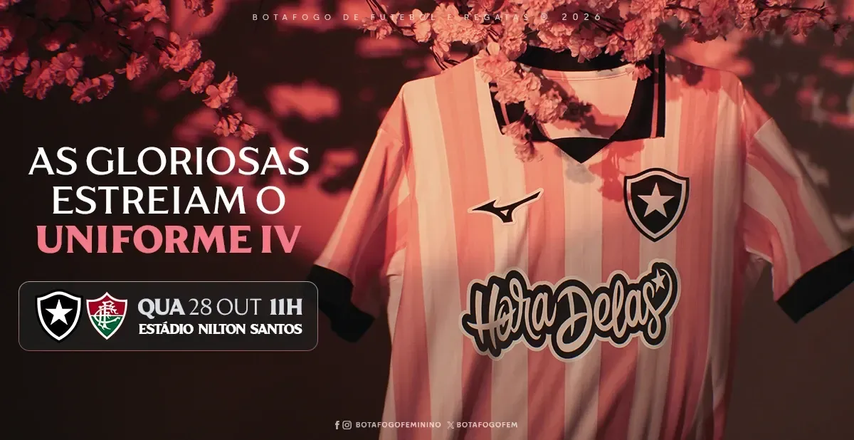 Botafogo vai jogar com camisa rosa e branca contra o Fluminense no Carioca Feminino e contra o Remo no Brasileirão masculino