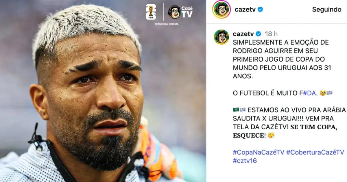 Emoção de Rodrigo Aguirre em hino uruguaio na Copa viraliza e ex-companheiro de Botafogo comenta: ‘Esse é fenômeno’
