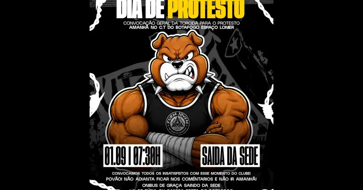 Organizada do Botafogo divulga nota oficial e convoca torcedores para protesto no CT Lonier nesta terça