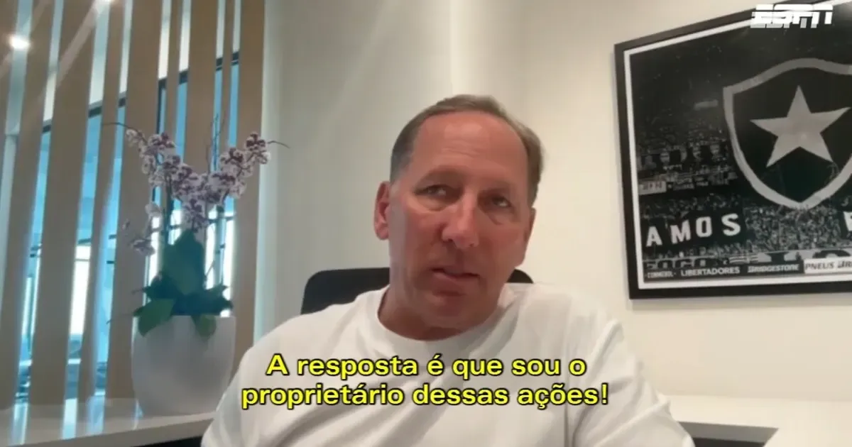 Textor diz que ‘milhões de torcedores’ confiam nele e não desiste do Botafogo: ‘GDA é só credora. Clube social não tem a menor condição de gerir futebol’