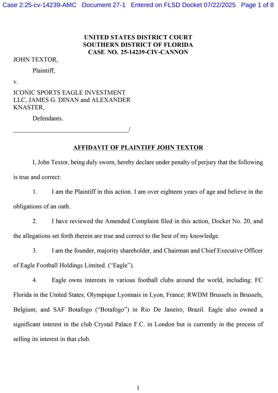 Documento Do Processo Judicial De John Textor Contra A Iconic